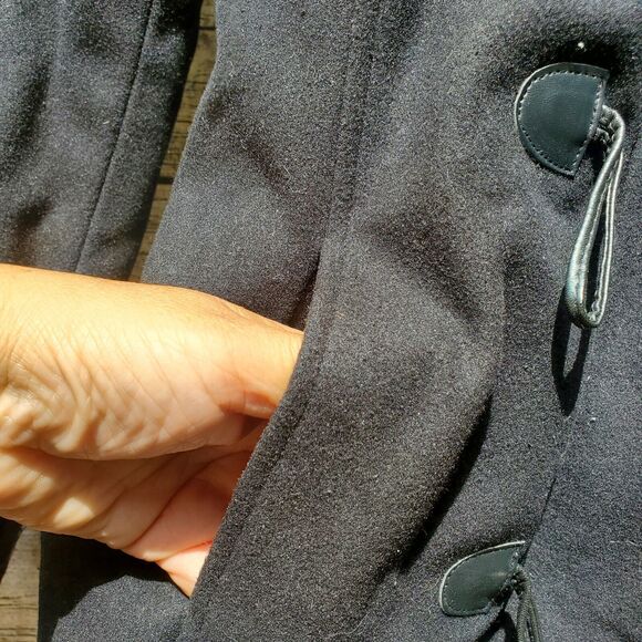 Alpine Swiss Duffy Womens Hooded Parka Fur Trim Wool Coat Toggle Button Jacket S - Picture 5 of 16